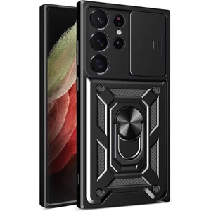 Kny Samsung Galaxy S23 Ultra Kılıf Ultra Korumalı Yüzüklü Manyetik Sürgülü Vega Kapak