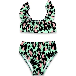 Lolli Boom Kids  Kız Çocuk Sevilen Çizgi Karakterler Baskılı Yüksek Bel Fırfırlı Bikini Takımı