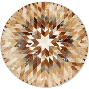 Doğal Dana Derisi Egzotik Patchwork Yuvarlak Halı 120 x 120 cm