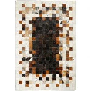 Siyah & Beyaz Doğal Dana Derisi Patchwork Halı 80 x 150 cm