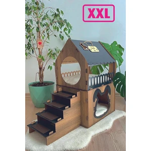 Mavi Trend Büyük Tavşan Evi Xxl Teraslı Tavşan Evi 5kg ve Üzeri Tavşanlar Için Xxl Siyah - Kahverengi