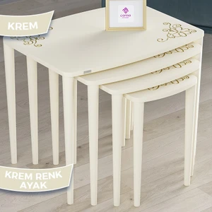 Nirwa Serisi Mdf 4'lü  Çiçek Desenli  Zigon Sehpa Takımı
