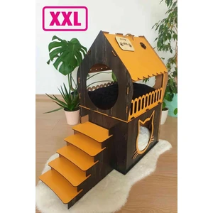 Mavi Trend Büyük Kedi Evi Xxl Teraslı Kedi Evi 5kg ve Üzeri Kediler Için Xxl Turuncu - Koyu Kahverengi