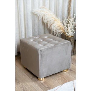 Ömas Konsept Premium Gold Ayaklı Vizon Düğmeli Kadife Kumaşlı Ahşap Puf,ev Salon Puf Bench Silinebilir Puf