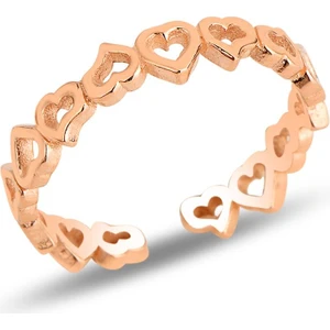 Söğütlü Silver Gümüş Rose Birleşen Kalpler Ayarlamalı Yüzük