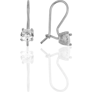 Söğütlü Silver Gümüş Rodyumlu Zirkon Taşlı Pırlanta Modeli Çengelli Tektaş Küpe