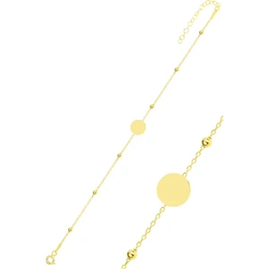 Söğütlü Silver Gümüş Altın Yaldızlı Top Top Zincirli Pul Bileklik