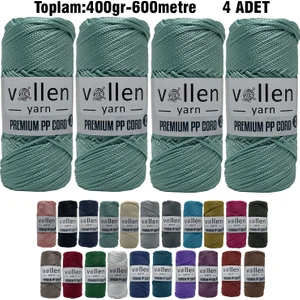 Vollen Yarn 600M Polyester Makrome Ipi, Supla Ipi, Çanta Ipi, Bileklik IPI,MAKRAME,1.5MM-400GR