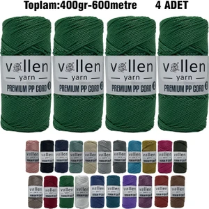 Vollen Yarn 600M Polyester Makrome Ipi, Supla Ipi, Çanta Ipi, Bileklik IPI,MAKRAME,1.5MM-400GR