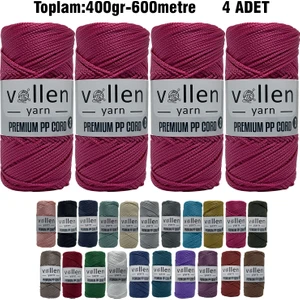 Vollen Yarn 600M Polyester Makrome Ipi, Supla Ipi, Çanta Ipi, Bileklik IPI,MAKRAME,1.5MM-400GR