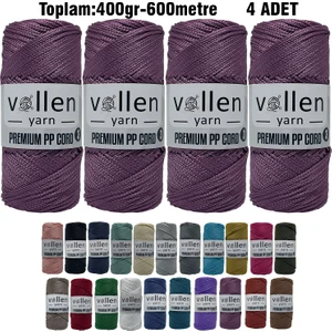 Vollen Yarn 600M Polyester Makrome Ipi, Supla Ipi, Çanta Ipi, Bileklik IPI,MAKRAME,1.5MM-400GR