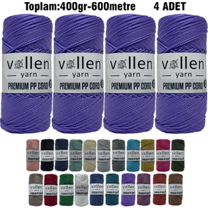 Vollen Yarn 600M Polyester Makrome Ipi, Supla Ipi, Çanta Ipi, Bileklik IPI,MAKRAME,1.5MM-400GR
