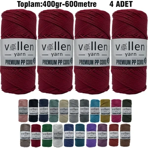 Vollen Yarn 600M Polyester Makrome Ipi, Supla Ipi, Çanta Ipi, Bileklik IPI,MAKRAME,1.5MM-400GR