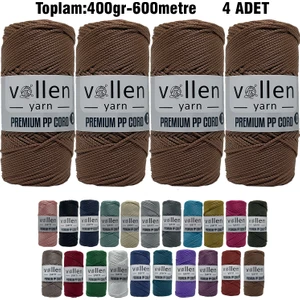 Vollen Yarn 600M Polyester Makrome Ipi, Supla Ipi, Çanta Ipi, Bileklik IPI,MAKRAME,1.5MM-400GR