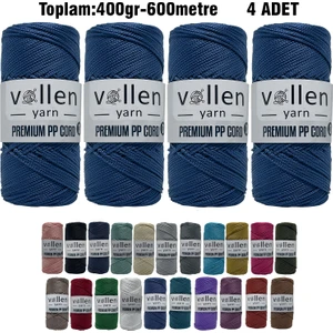 Vollen Yarn 600M Polyester Makrome Ipi, Supla Ipi, Çanta Ipi, Bileklik IPI,MAKRAME,1.5MM-400GR