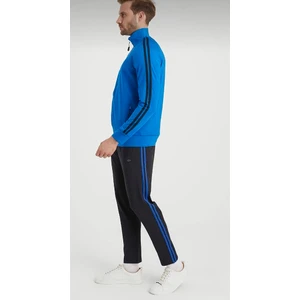 Erkek Saks Eşofman Takımı Dalgıç Kumaş Yanları Şeritli Klr Gym AS-300 Saks
