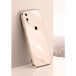 M.TK Moveteck Huawei P20 Lite Uyumlu Kılıf Kamera Lens Korumalı Parlak Gold Kenarlı Yumuşak Silikon Kapak Altın Işlemeli Çercevesi Renki