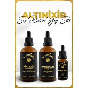 Saç Bakım Seti Hint Yağı 100 ml, Badem Yağı 100 ml, Argan Yağı 20 ml