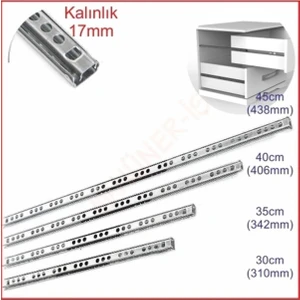 Kulvar AVM 17 Mm Çekmece Rayı Çekmece Kızağı