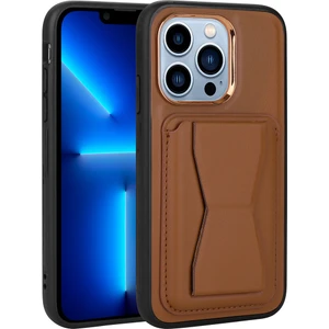 Kny Apple Iphone 12 Pro Max Kılıf Kart Koymalı Standlı Suni Deri Memo Kapak