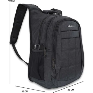 1552-2227 Unisex Anatomik Yarasa Sırt Okul Çantası - NKT01552-SIYAH-TEK Ebat
