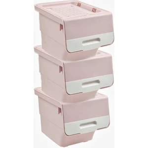 Motek Organızer Tekerlekli Eşya ve Erzak Kutusu 3X12 LT-MT07 Pembe+Beyaz