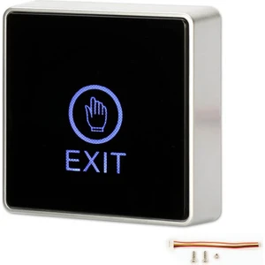 Bas Aç Dokunmatik Çıkış Butonu , Exıt , Mavi Led , Sıva Üstü 86*86 Mm