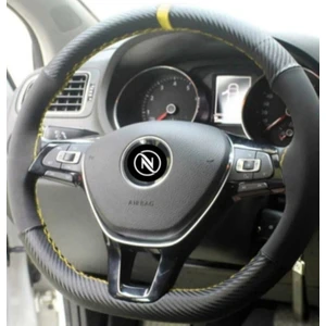 Özgüven Oto Giyim Oto Direksiyon Kılıfı Karbon Alkantre Sarı Yüzük Sarı Ip