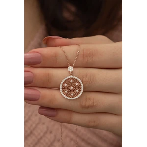 925 Ayar Rose Yaşam Çiçeği Kadın Gümüş Kolye