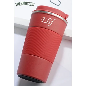 500 ml Kişiye Özel Siyah Termos Mug Kupa, Çay Kahve Kamp Termos, Çift Katmanlı Paslanmaz Çelik Araç Içi Termos