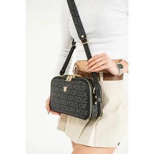 Impolo Lili Siyah Empirme Baskı Üç Gözlü Kadın Omuz Çantası 17X28 Ebatında