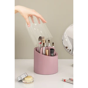 Dovi Home Diamond Makyaj Fırçası ve Kozmetik Düzenleyici Şeffaf Kapaklı Hijyenik Organizer Fırçalık Gül Kurusu