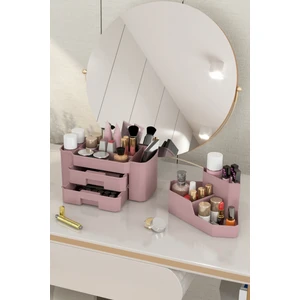 Dovi Home Pasifik Makyaj Kozmetik ve Fırçalık Düzenleyici Organizer 2'li Set Gül Kurusu