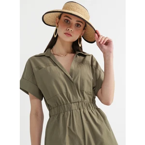 Düz Haki Kadın Tulum LONDA