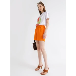 Lastikli Bel Basic Turuncu Kadın Şort FRANKI
