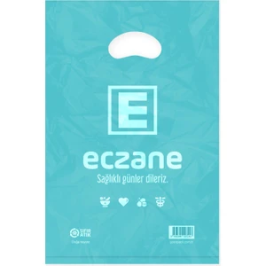 Ambalaj Pazarı Bloklu El Geçme Turkuaz Eczane Poşeti 17X26 cm - 800 Adet