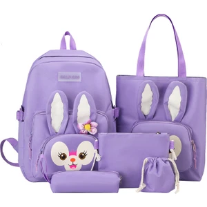 Tavşan Detaylı Çanta Seti-5 Parçalı Set (Yurt Dışından)