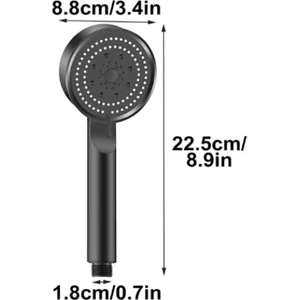 Turbo Fan 5 Fonksiyonlu Su Tasarruflu Duş Başlığı Turbo El Duşu Siyah