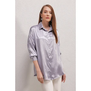 3985 Oversize Saten Gömlek - Lila10
