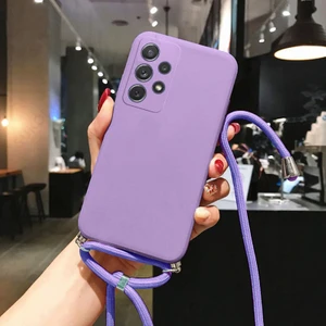 Poco F2 Pro ile Uyumlu Ipli Boyun Askılı Silikon Kılıf Kadife Iç Yüzeyli Epiphany Kılıf Lila