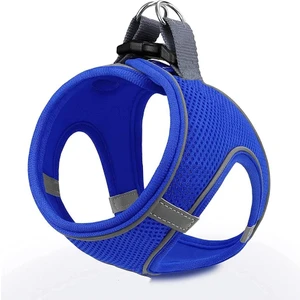 Air Mesh Kedi Köpek Göğüs Tasması Çift Reflektörlü, Terletmeyen Saks Mavisi / Blue
