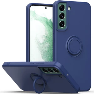 Samsung Galaxy S22 5G İçin İnce Silikon Yüzük Stand Telefon Kılıfı - Mavi (Yurt Dışından)