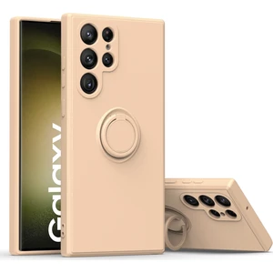 Samsung Galaxy S23 Ultra İçin İnce Silikon Yüzük Stand Telefon Kılıfı - Pembe (Yurt Dışından)