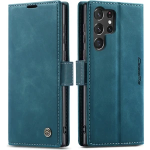 Samsung Galaxy S23 Ultra İçin Retro Pu Deri Cüzdan Flip Standlı Telefon Kılıfı - Mavi (Yurt Dışından)