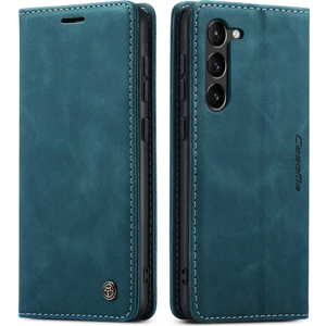 Samsung Galaxy S23 İçin Retro Pu Deri Cüzdan Flip Standlı Telefon Kılıfı - Mavi (Yurt Dışından)