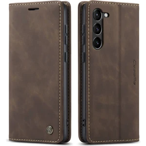 Samsung Galaxy S23 İçin Retro Pu Deri Cüzdan Flip Standlı Telefon Kılıfı - Kahve (Yurt Dışından)