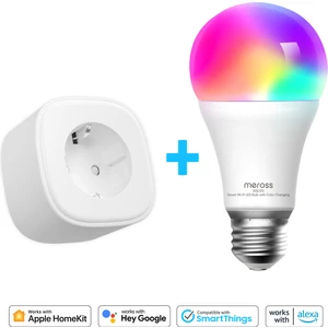 Wi-Fi Uzaktan Kontrollü Akıllı 810 Lümen RGB LED Ampul Ve Akım Korumalı Tekli Priz Seti