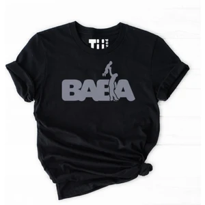 Baba Oğul Baba Yazılı Siluet Tasarım Pamuklu Bisiklet Yaka Tişört10