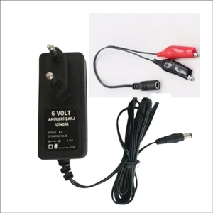 6V Kuru Akü Şarj Adaptörü Maşalı 6V2A 6V5A 6V7A 6V12A Şarj Edebilme