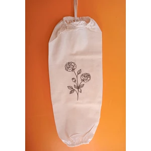 Emtory Home Güldalı Baskılı Çift Lastikli Naturel Keten Poşetlik - Mutfak Düzenleyici